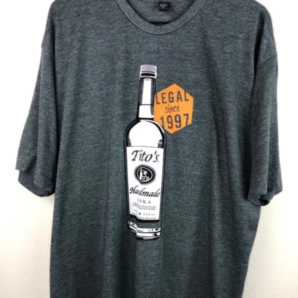 Tito's Graphic Tee 20th Anniversary Handmade Vodka